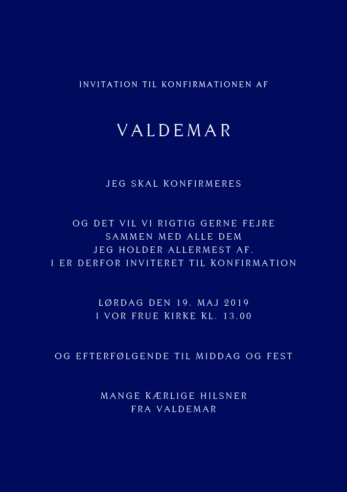 Dreng - Valdemar Konfirmation